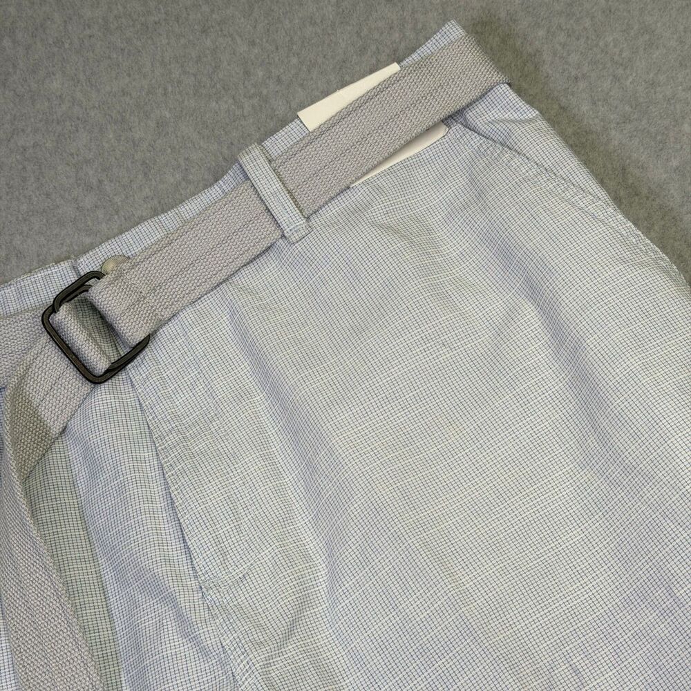 Calvin Klein Men’s Shorts 40W Blue Check Cotton Belted Casual Golf NWT